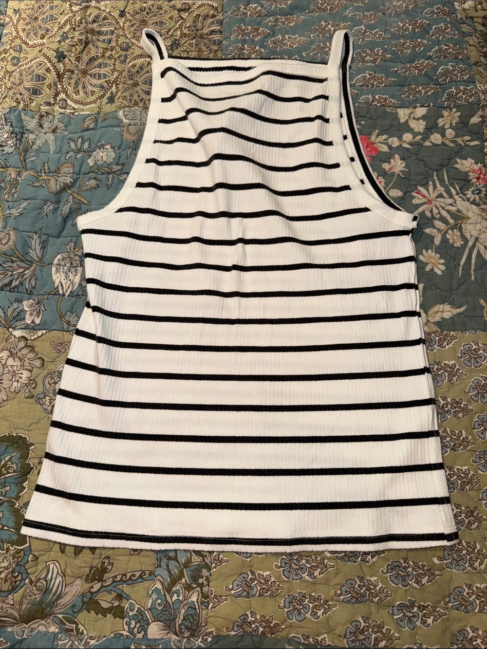 We The Free Striped Black & White Ribbed Tank Top